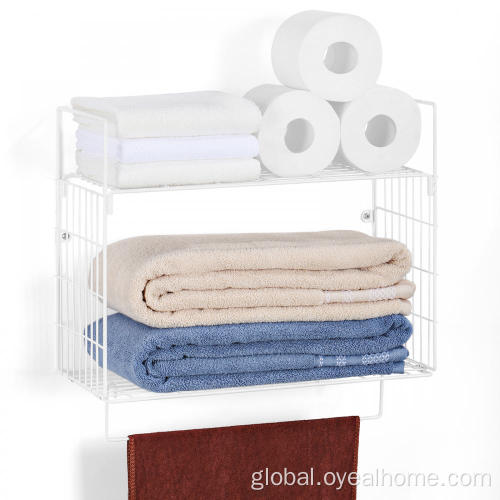 Bathroom Accessories Wall Mounted Towel Rack With Shelf 2 Tier Supplier